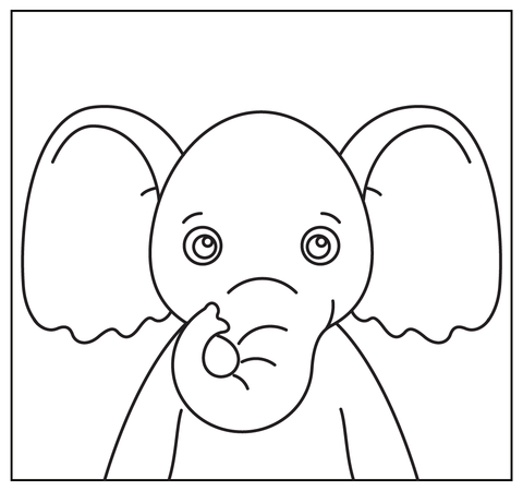 Cartoon Elephant Selfie Coloring Page